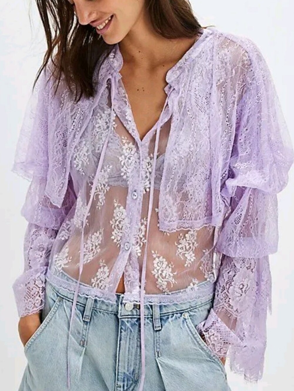 NWOT Free People By Nigel Preston Lace Cape Top. Small